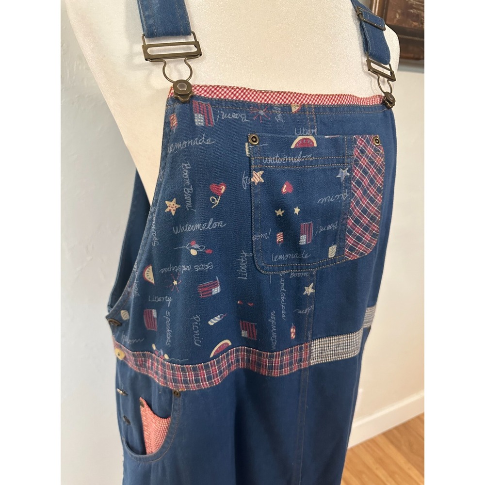 Vintage Koret City Overall Dress Size 12 Maxi 4th of July USA Watermelon Teacher - Picture 10 of 14